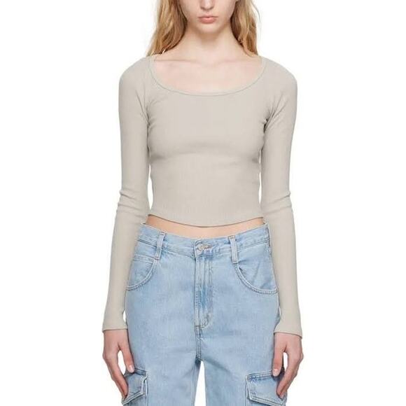 $118 New Agolde Ridley Rib Top - Rice Paper - Small - Picture 2 of 11